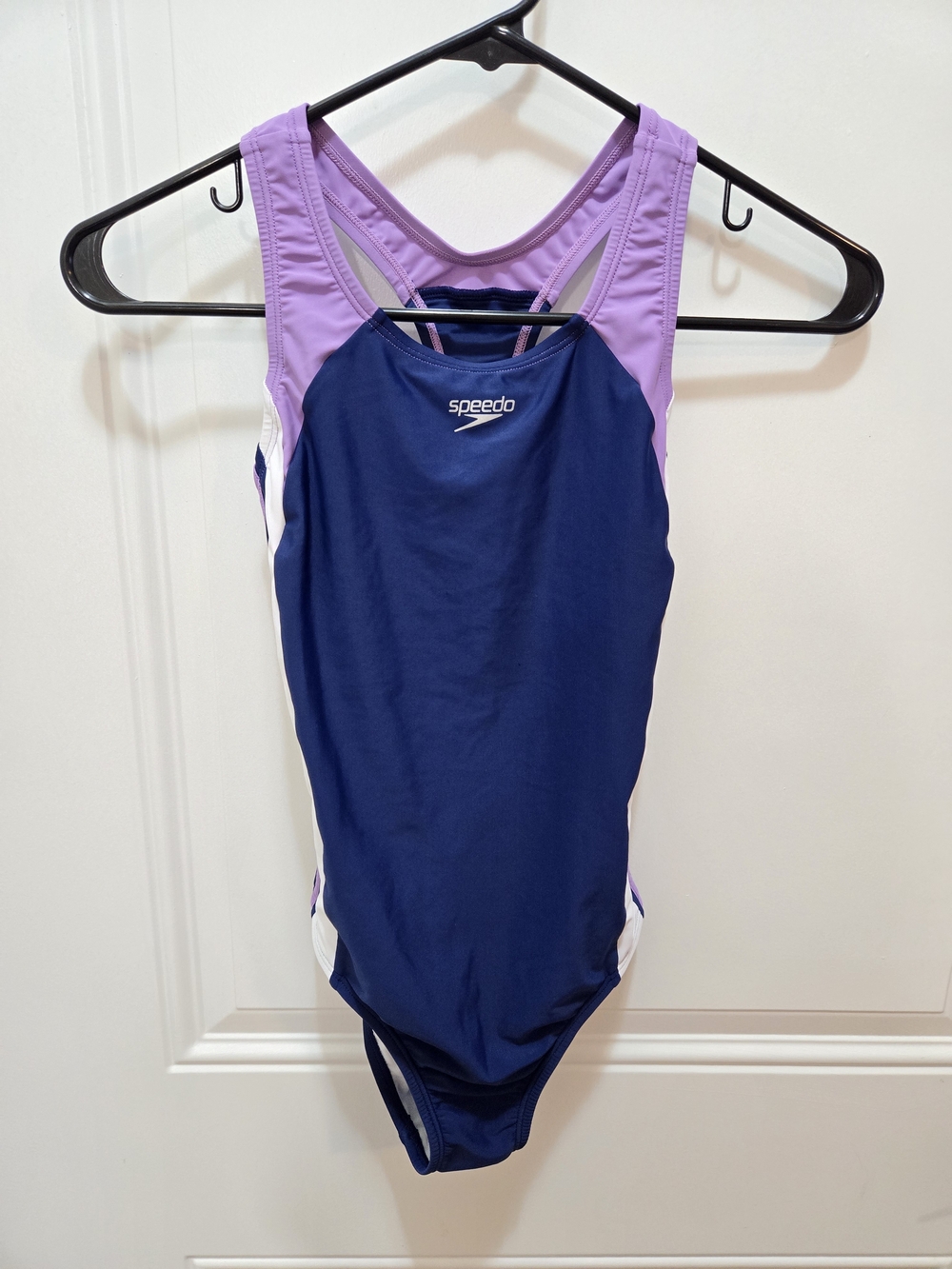 Speedo Navy Blue and Lavender One-Piece Girls Swimsuit